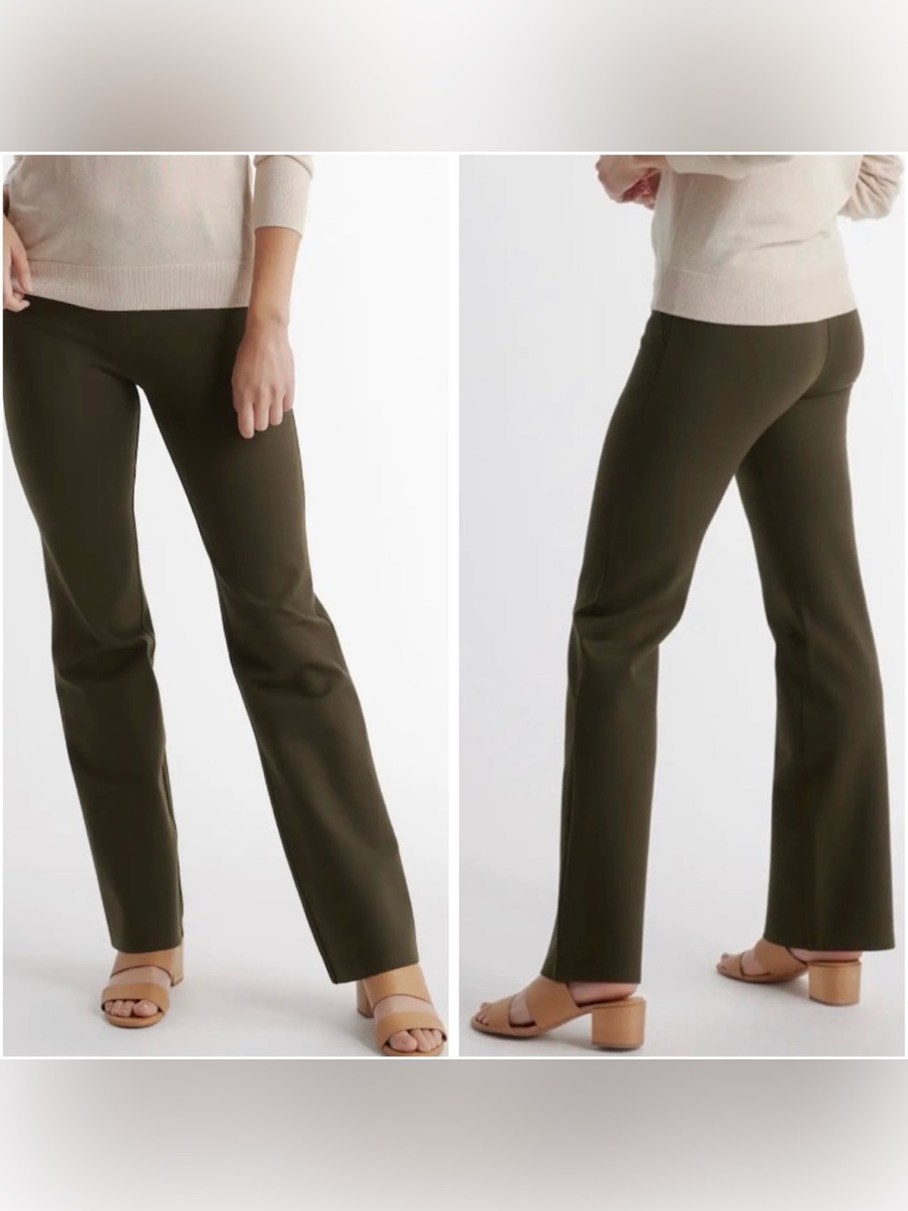 Quince Ultra-Stretch Ponte Bootcut Pants in Olive Green Women’s Size Small